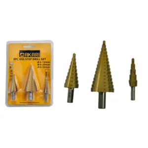 Akari 3 Pieces Step Drill Bit Set