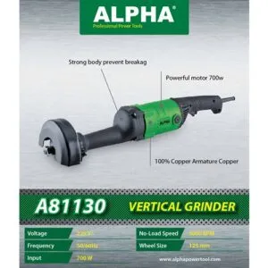 Alpha A81130 5 Inch Straight Grinder 700W 125Mm