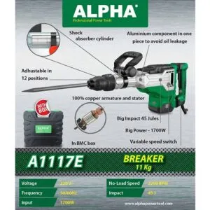 Alpha A1117E Demolition Hammer 1700W 11Kg