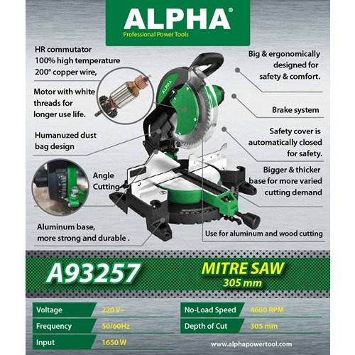 Alpha 12 Inch Miter Saw 1650W 305Mm A93257