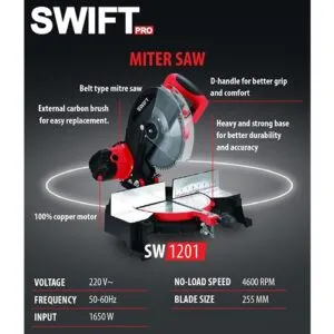 Swift 10 Inch 1650W Miter Saw 255Mm Sw1201