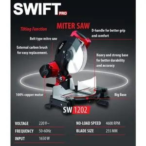 Swift 10 Inch 1650W Miter Saw 255Mm Sw1202