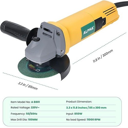 Alpha 4 Inch 850W Angle Grinder 100Mm A8801