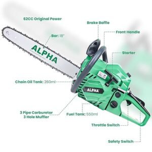 Alternative view of Alpha 18 Inch 62Cc Gasoline Chain Saw 450Mm A9068