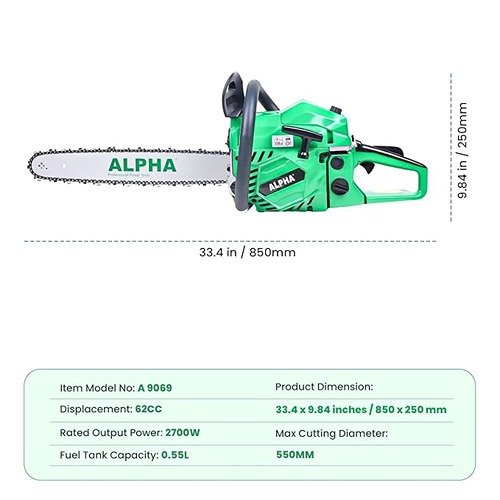 Alpha 22 Inch 62Cc Gasoline Chain Saw 550Mm A9069