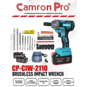 Camron Pro 1/2'' Square Drive Cordless Impact Wrench With Kit 21V 350 N*M Cpciw2110