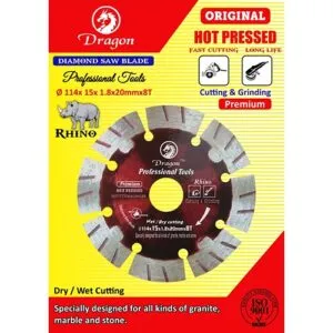 Dragon 4 Inch 8 Seg Diamond Saw Blade 100Mm Hot Pressed Rhino