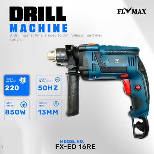 Flymax 850W Drill Machine 13Mm Fxed16Re