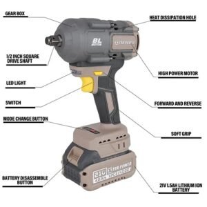 Xtra Power 1/2'' Square Drive Cordless Impact Wrench 21V 900 N*M Xpc-Iw-03