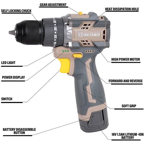 Xtra Power 18V Cordless Drill Machine 10Mm Xpcdm12 - Image 3