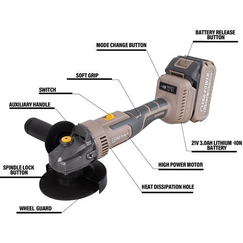Xtra Power 4 Inch 21V Cordless Angle Grinder 100Mm Xpcag01