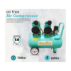 Kuvera 750W Oil Free Air Compressor 50Ltr Ku-50L-750X2-Of