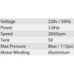 Hulk 3Hp Oil Air Compressor 50Ltr Aca-50