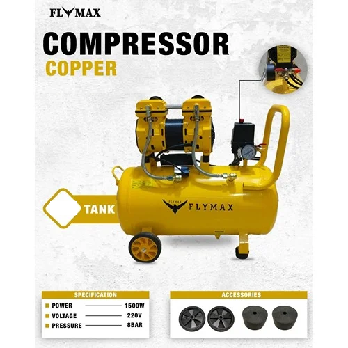 Flymax 1500W Oil Free Air Compressor 70Ltr Of-1500-70L
