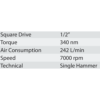 Hulk 1/2'' Square Drive Air Impact Wrench  340 N*M At-5004Sg Single Hammer