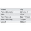 Hulk 2Hp Belt Driven Oil Air Compressor 100Ltr Bdc-100