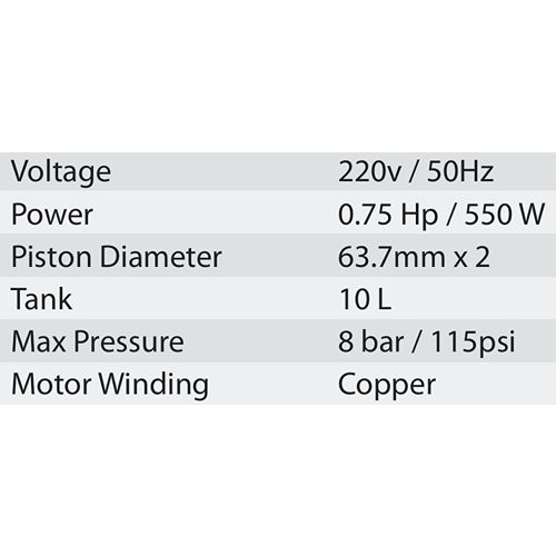 Hulk 550W Oil Free Air Compressor 10Ltr Ofc-10 - Image 2