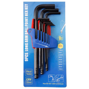 De Neers 9 Pieces Ball Type Long Arm Hex Allen Key Set Dnkbhm9L
