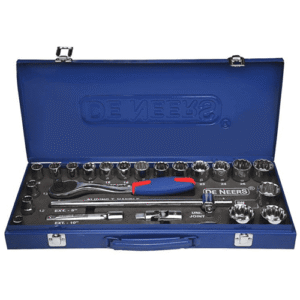 De Neers 1/2'' Square Drive 24 Pieces Hex Socket Set Dn-24M-H-Metal