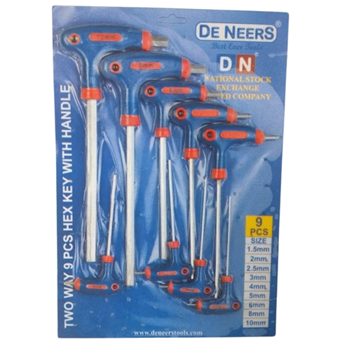 De Neers 9 Pieces Two Way Hex Allen Key Set With Handle Black Dn-Takm9 ...
