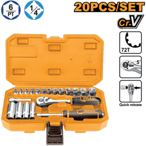 Ingco 1/4'' Square Drive 20 Pieces Hex Socket Set Hkts14201