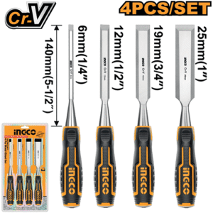 Ingco 4 Pieces Wood Working Chisel Set  Hktwc0401