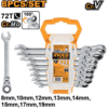 Ingco  8 Pieces Combination Ring & Open End Flexible Gear Wrench Set