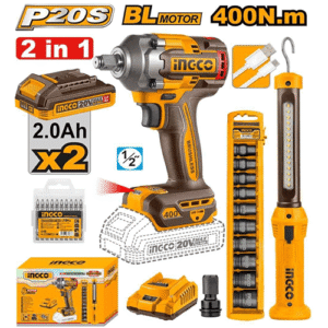 Ingco 1/2'' Square Drive Cordless Impact Wrench With Kit 20V 400 N*M Cosli23048