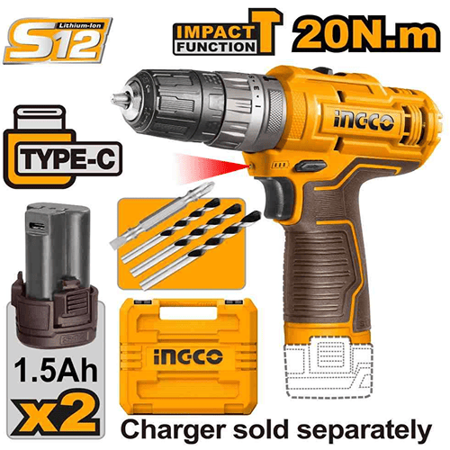 Ingco 12V Cordless Impact Drill Machine 10Mm Cidli12202