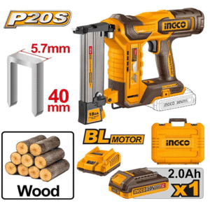 Ingco 20V Cordless Crown Stapler Nailer 10-40Mm Ccsnli6008