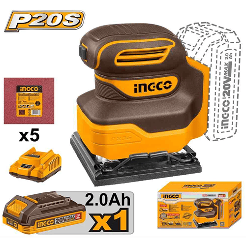 Ingco 4 Inch Cordless Sheet Sander 20V 110Mm Cshsli20141