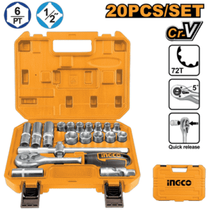 Ingco 1/2'' Square Drive 20 Pieces Hex Socket Set Hkts12201