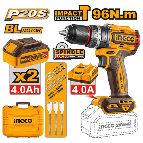 Ingco 20V Cordless Impact Drill Machine 13Mm Cidli20968