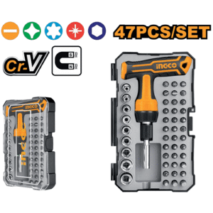 Ingco  47 Pieces Wrench & Screw Driver Bit Set With T-Handle Hksdb0478