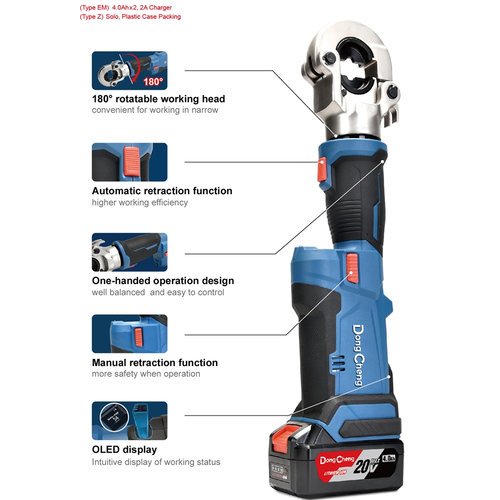 Dongcheng Cordless Hydraulic Cable Crimping Tool 17Mm Dcyh02-300 Type Em