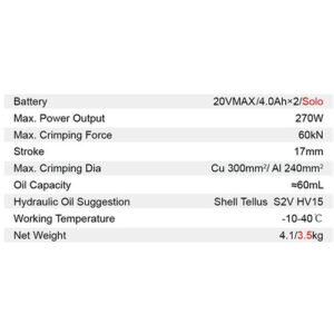 Dongcheng Cordless Hydraulic Cable Crimping Tool 17Mm Dcyh02-300 Type Em
