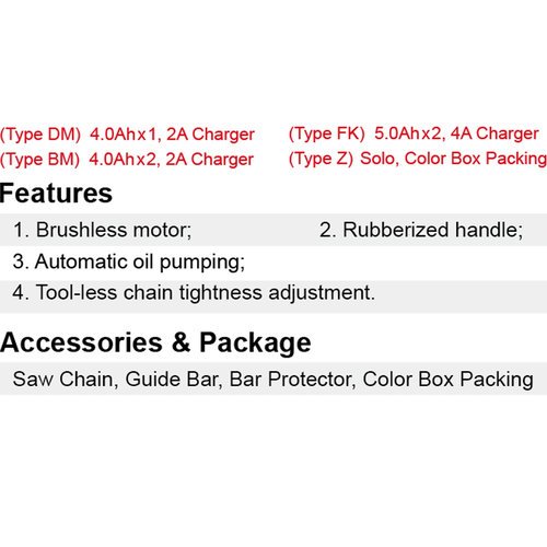 Dongcheng 10 Inch 20V Cordless Chain Saw 255Mm Dcml250 Type Bm