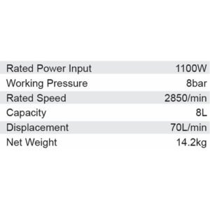 Alternative view of Dongcheng  1100W Oil Free Air Compressor 8Ltr Dqe1100/8L