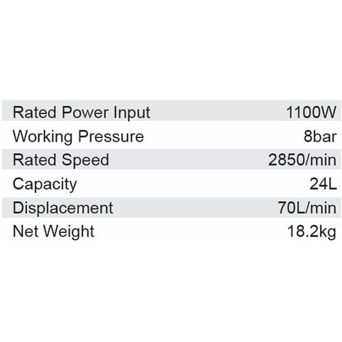 Dongcheng 1100W Oil Free Air Compressor 24Ltr Dqe1100/24L