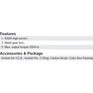 Dongcheng  1/2'' Square Drive Impact Wrench 450W 350 N*M Dpb20S