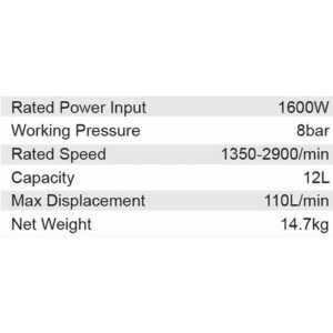 Alternative view of Dongcheng  1600W Oil Free Air Compressor 12Ltr Double Tube Dqe1600/12