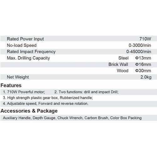 Dongcheng 710W Impact Drill Machine 16Mm Dzj16