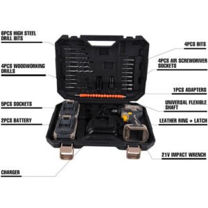Xtra Power 1/2'' Square Drive Cordless Impact Wrench With Kit 21V 350 N*M Xpc-Iwt-01