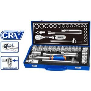 Wadfow 1/2'' Square Drive 24 Pieces Hex Socket Set Wst2L24