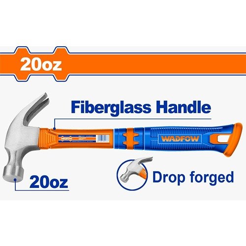 Wadfow Bent Head Claw Hammer Fiberglass Handle