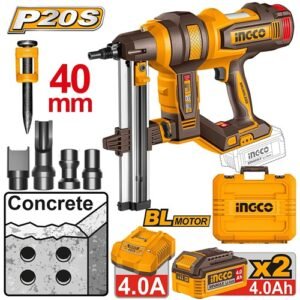 Ingco 20V Cordless Concrete Nailer 40Mm Ccnli9008