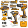 Ingco 2 Pieces Cordless Impact Wrench & Drill Combo Kit Ckli20286 — Ingco Tool Combo Set