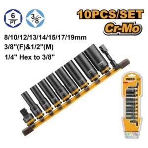 Ingco 10 Pieces Deep Impact Socket Set Hkissd38105L
