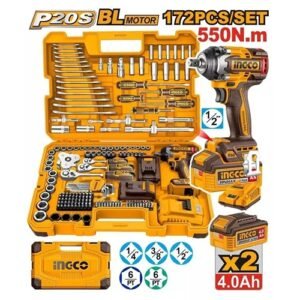 Ingco 172 Pieces Cordless Impact Wrench Tools Set Hkthp41723