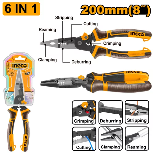 Ingco 6 In 1 Multi Funtion Long Nose Plier Hmflnp28200